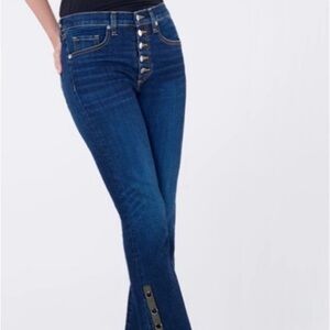 Veronica Beard Carolyn 10” Boot Cut Dark Wash Cropped Jeans With Side Snaps 26